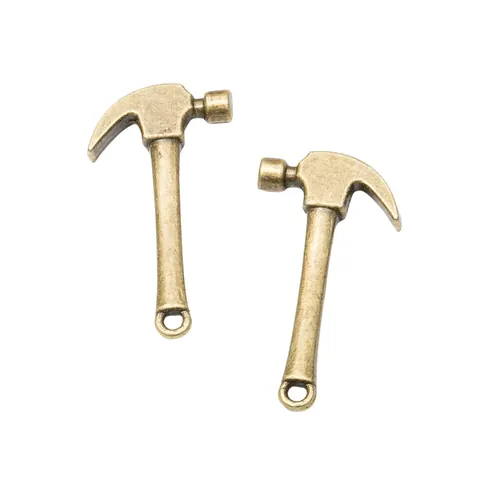 Vintage Zinc Alloy Hammer Shaped Charms DIY Jewelry Making Accessories Retro Tool Design Pendants For Necklaces Bracelets