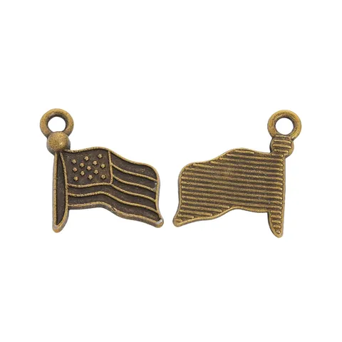 Vintage Zinc Alloy Flag Pendant Charms For DIY Jewelry Making Antique Silver Gold Bronze American Flag Pattern Accessories