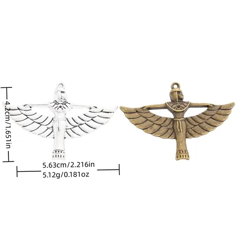 Vintage Egyptian Goddess Isis Winged Pendants Zinc Alloy DIY Jewelry Accessories Antique Silver Bronze Pharaoh Charms
