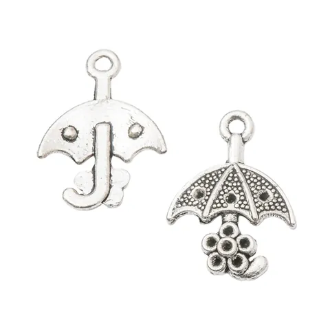 Vintage Alloy Umbrella Shape Pendants Charms With Flower Detail DIY Jewelry Making Accessories For Necklace Bracelet Earrings Crafting