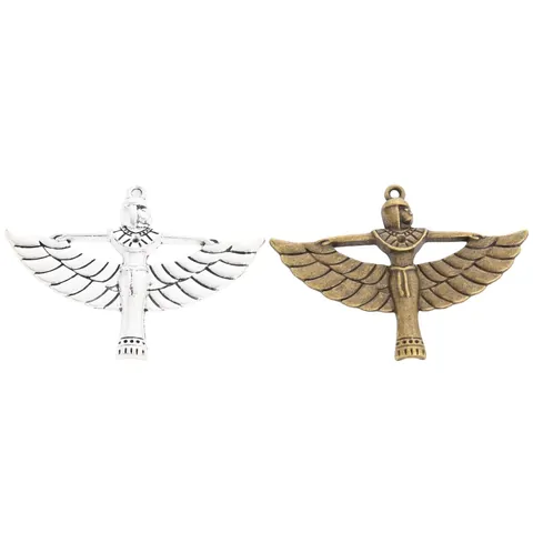 Vintage Egyptian Goddess Isis Winged Pendants Zinc Alloy DIY Jewelry Accessories Antique Silver Bronze Pharaoh Charms