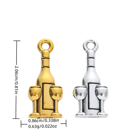 Vintage Zinc Alloy Wine Bottle And Glass Charm Pendant For DIY Jewelry Making Antique Finish Wine Theme Jewelry Accessories
