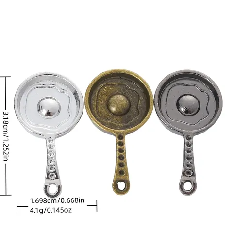 Retro Alloy Mini Frying Pan Fried Egg Charms For DIY Necklace Bracelet Earring Crafting Jewelry Making Accessories Pendant