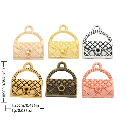 Vintage Alloy Handbag Shaped Pendants With Quilted Lattice Pattern For DIY Jewelry Making Mini Bag Charms Accessories For Women Bag Hanging Craft