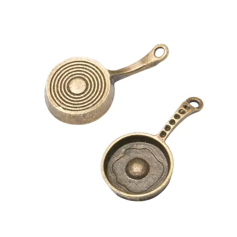 Retro Alloy Mini Frying Pan Fried Egg Charms For DIY Necklace Bracelet Earring Crafting Jewelry Making Accessories Pendant
