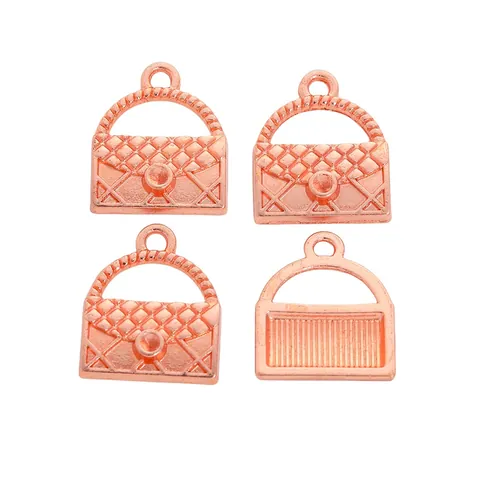 Vintage Alloy Handbag Shaped Pendants With Quilted Lattice Pattern For DIY Jewelry Making Mini Bag Charms Accessories For Women Bag Hanging Craft