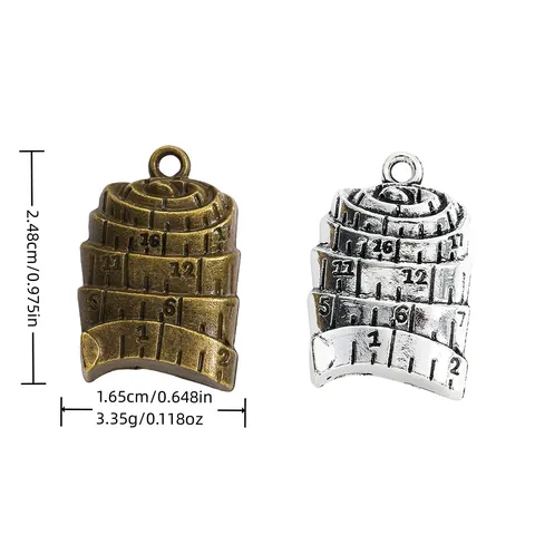 Vintage Alloy Tape Measure Charms Antique Bronze Silver Ruler Shape Pendants For DIY Jewelry Making Crafting Accessories