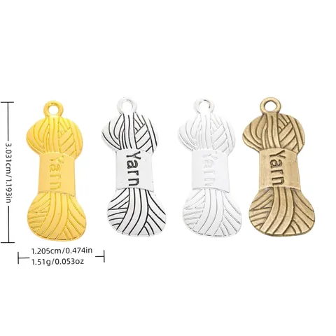 Retro Alloy Yarn Ball Pendants With Yarn Letter Metal Charms For DIY Jewelry Making Bracelet Necklace Antique Bronze Gold Silver