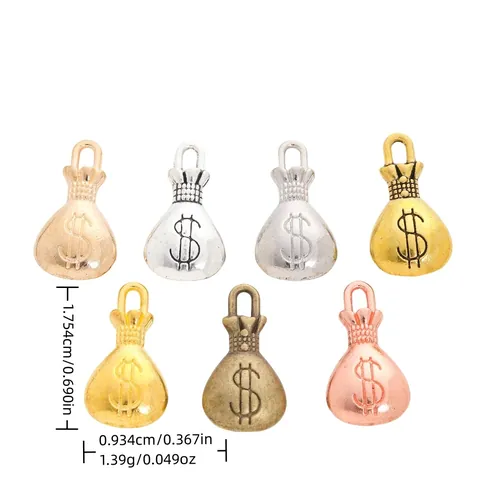 Ciondoli in Lega Vintage a Forma di Sacchetto di Soldi con Segno del Dollaro per Creazione Gioielli Collana Bracciale Fai Da Te