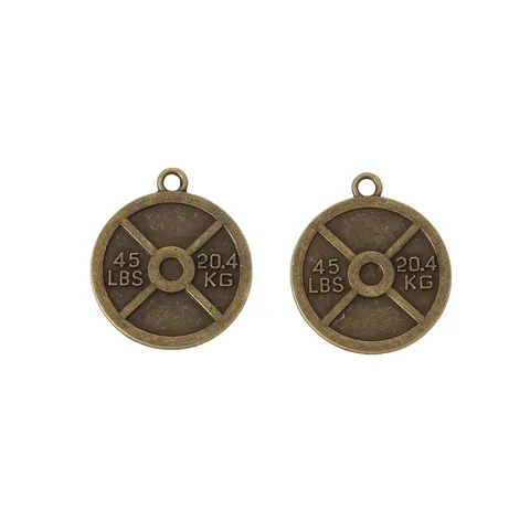 Vintage Legering Halterschijven Hangers Voor DIY Sieraden Maken Fitness Thema Gewicht Plaat Charms Voor Sport Liefhebbers