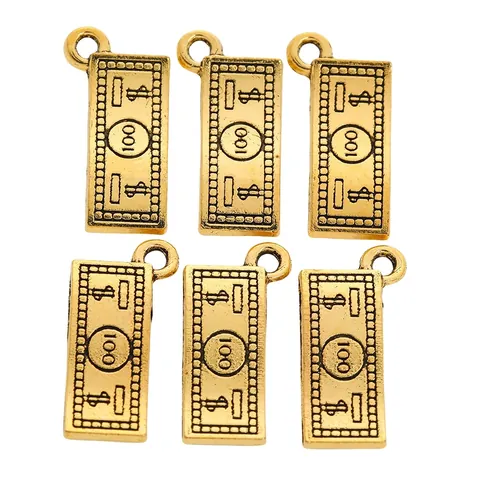 Vintage Alloy US Dollar Bill Charms DIY Jewelry Making Antique Gold Silver 100 Dollar Pendant For Bracelets Necklaces
