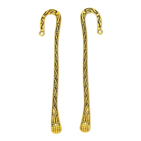 Vintage Alloy Metal Hook Bookmark With Hanging Hole Relief Pattern Jewelry Accessory For Reading Office School Supplies Gift
