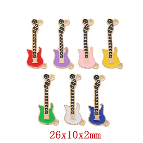 Legering Emaille Gitaar Hangers Voor DIY Sieraden Maken Mini Gitaar Bedeltjes Voor Oorbel Ketting Armband Accessoires