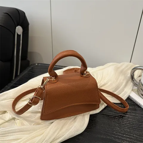 Vintage Litschikorn PU Leder Mini Trapez Handtasche Für Damen Moderne Kleine Umhängetasche Mit Verstellbarem Gurt