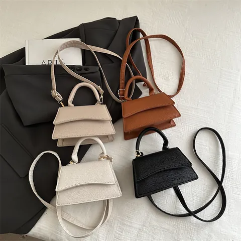 Vintage Litschikorn PU Leder Mini Trapez Handtasche Für Damen Moderne Kleine Umhängetasche Mit Verstellbarem Gurt