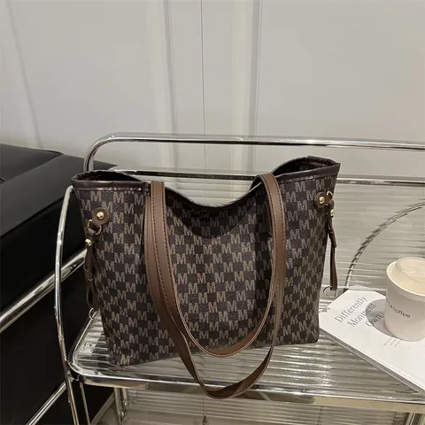 Damen Einkaufs Tasche Große Kapazität Kunstleder M Buchstabe Monogramm Schultertasche Minimalistisch Pendeln Handtasche Büro
