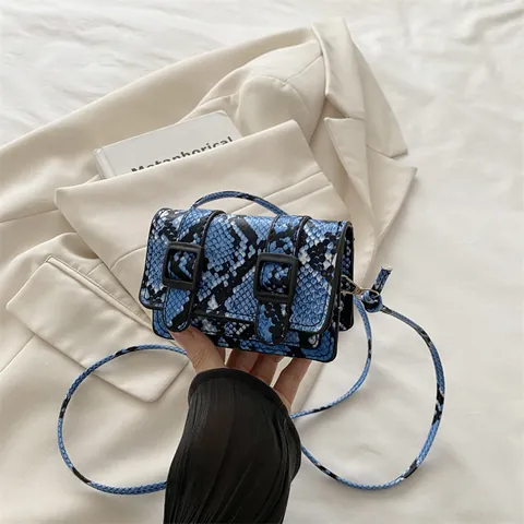 Sac Bandoulière Mini Imprimé Peau de Serpent Vintage pour Femmes en Cuir PU Carré Petit Sac à Main de Mode Fête Quotidienne Messenger Bag