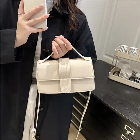 Borsa Quadrata Piccola in Pelle PU Minimalista per Donna Borsa a Tracolla Vintage con Manico Superiore Chiusura Magnetica