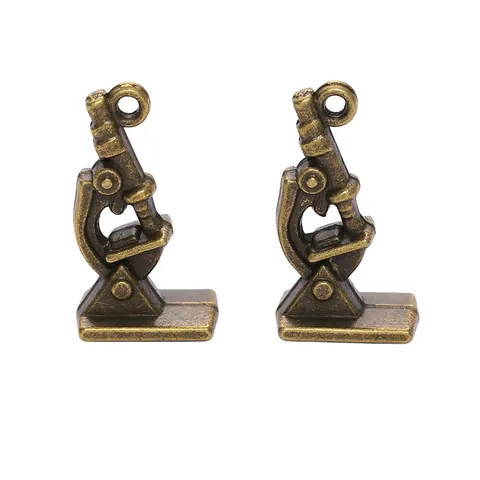 Vintage Zinc Alloy Microscope Charms For DIY Jewelry Making Antique Bronze Silver Science Medical Microscope Pendants For Necklace Bracelet