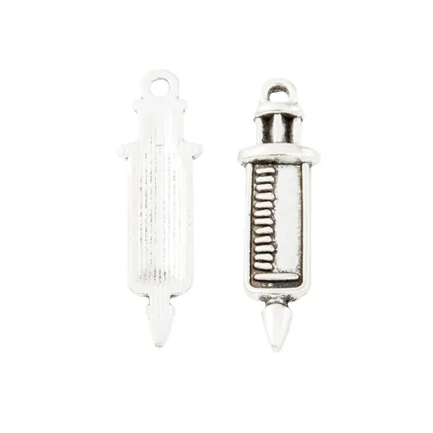 Vintage Alloy Syringe Charms Medical Pendant For DIY Jewelry Making Bracelet Necklace Findings Accessories Antique Bronze Silver