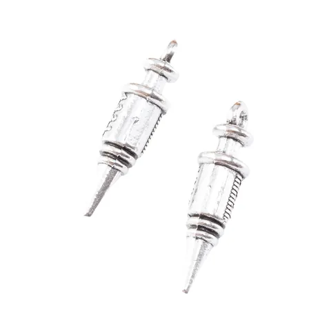 Vintage Alloy Syringe Charms Medical Supplies Pendants For DIY Jewelry Making Antique Silver Bronze Metal Charms For Crafts