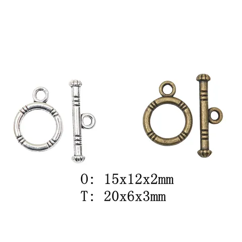 Vintage Zinklegering DIY Toggle Sluiting Connector Voor Armband Ketting Maken Retro Gegraveerd Metaal OT Gesp Sieraden
