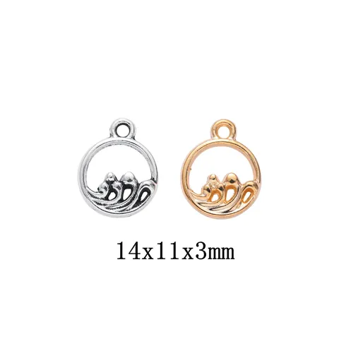 Vintage Alloy Ocean Wave Round Charms Hollow Floating Pattern DIY Jewelry Accessories For Necklace Bracelet Earrings Making