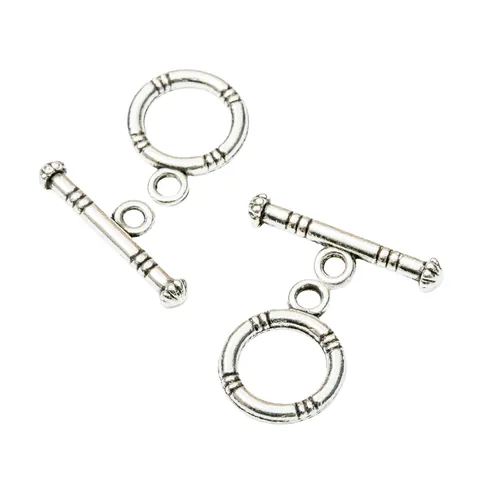 Vintage Zinklegering DIY Toggle Sluiting Connector Voor Armband Ketting Maken Retro Gegraveerd Metaal OT Gesp Sieraden