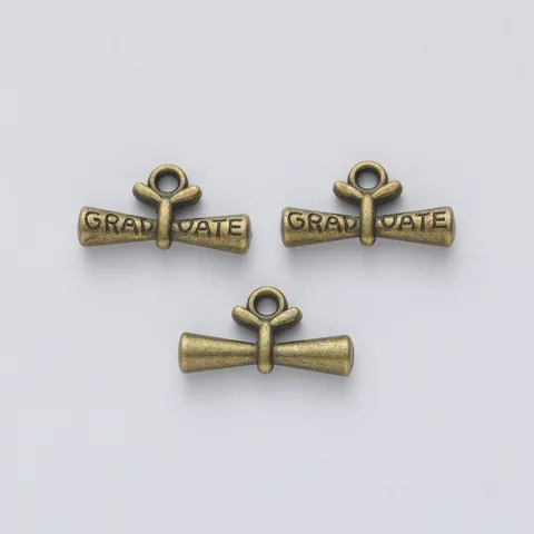 Graduation Scroll Diploma Metal Pendants Alloy Graduate Lettering DIY Jewelry Making Charms Antique Bronze Gold Silver
