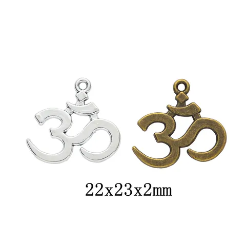 Pendaglio Vintage in Lega con Simbolo Om Ciondolo Buddista Yoga per Collana Bracciale Fai-da-te Bronzo Argento Antico