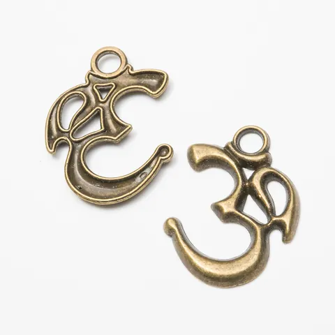 Vintage Legierung Om Symbol Anhänger Für DIY Schmuckherstellung Antik Bronze Silber Metall Charms Zubehör Für Halskette Armband