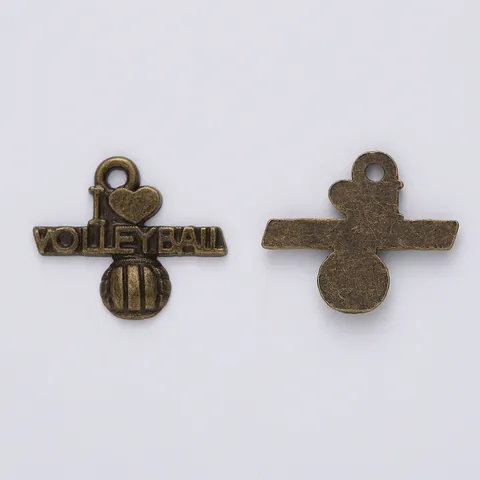 Vintage Alloy Volleyball Heart Pendant DIY Jewelry Accessories For Necklace Keychain Making Sports Theme Retro Charms