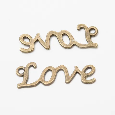 Ciondolo Vintage in Lega Lettera Love per DIY Creazione Gioielli Bronzo Argento Antico Pendant Only (Without Chain) Accessorio Artigianale