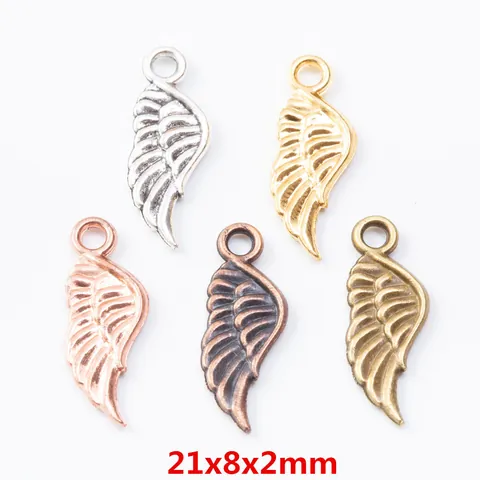 Vintage Zinc Alloy Angel Wing Charms DIY Jewelry Making Accessories For Necklace Bracelet Earrings Gold Silver Bronze Pendants