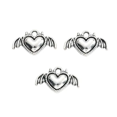 Vintage Zinc Alloy Heart Wings And Demon Horn Charms Gothic Style DIY Jewelry Making Findings Pendant Accessories For Necklaces