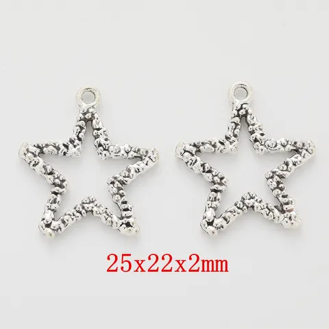 Vintage Alloy Star Moon Charms For DIY Jewelry Making Antique Silver Five-Pointed Star Crescent Moon Pendants Crafting Accessories