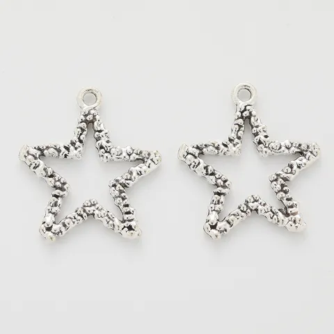 Vintage Alloy Star Moon Charms For DIY Jewelry Making Antique Silver Five-Pointed Star Crescent Moon Pendants Crafting Accessories