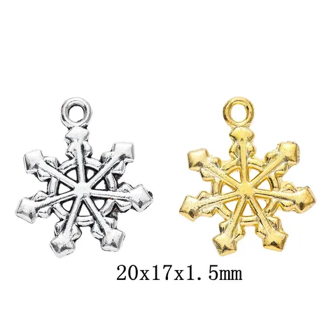 Pendentif Flocon de Neige en Alliage Rétro Pour Fabrication de Bijoux DIY Charms de Noël Électroplaqué Sans Plomb Nickel
