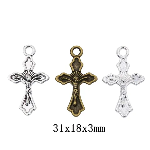Pendenti a Crocifisso di Gesù in Lega Vintage Ciondoli a Croce Religiosa per Creazione Gioielli Fai da Te Collane Finitura Antica