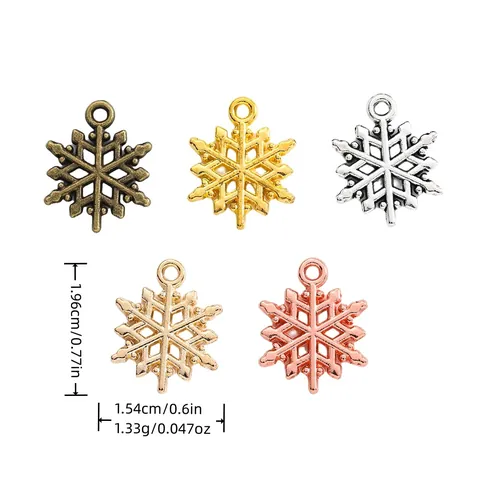 Vintage Zinklegierung Schneeflocke Charms Anhänger Für DIY Schmuckherstellung Zubehör Antik Bronze Silber Gold Roségold Für Weihnachtsgeschenk
