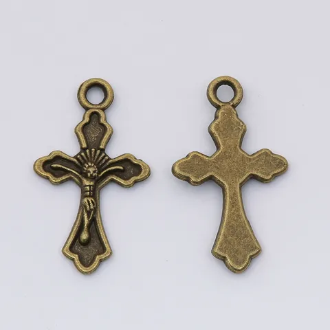 Pendenti a Crocifisso di Gesù in Lega Vintage Ciondoli a Croce Religiosa per Creazione Gioielli Fai da Te Collane Finitura Antica