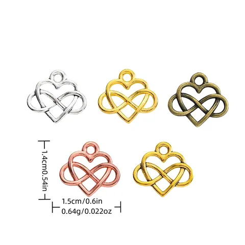 Vintage Zinklegierung Herz Unendlichkeit Anhänger Für DIY Schmuckherstellung Antik Bronze Silber Gold Roségold Schmuck Charms Zubehör