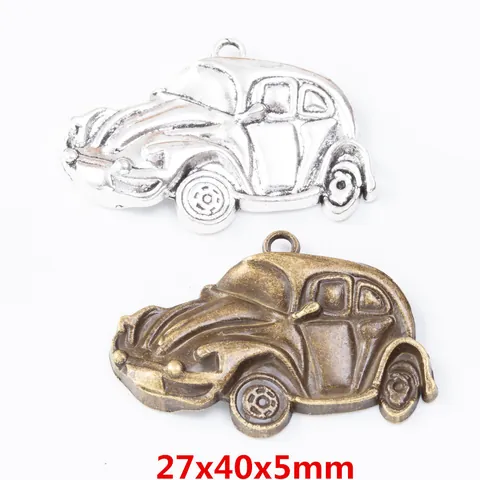 Pendenti Vintage in Lega a Forma di Auto Bronzo Antico Argento Metallo Accessori per Gioielli Fai da Te Portachiavi