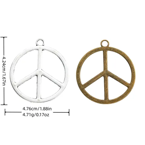 Vintage Alloy Peace Sign Charms Pendants For DIY Jewelry Making Findings Antique Bronze Antique Silver Pendant Accessory