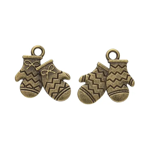 DIY Vintage Zinc Alloy Christmas Mitten Glove Charms For Jewelry Making Bow Design Metal Pendants Necklace Bracelet Handcraft Supplies