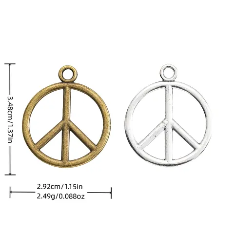 Vintage Legering Vredesteken Hanger Voor Sieraden Maken DIY Rond Hol Antiek Zilver Brons Charms Accessoire Cadeau