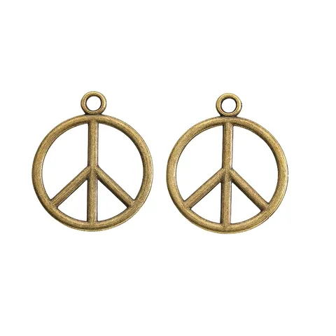 Vintage Legering Vredesteken Hanger Voor Sieraden Maken DIY Rond Hol Antiek Zilver Brons Charms Accessoire Cadeau