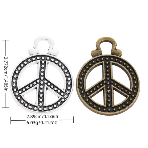 Breloques Symbole de la Paix en Alliage Vintage Rond DIY Fabrication de Bijoux Bronze Antique Argent Accessoires Rétro