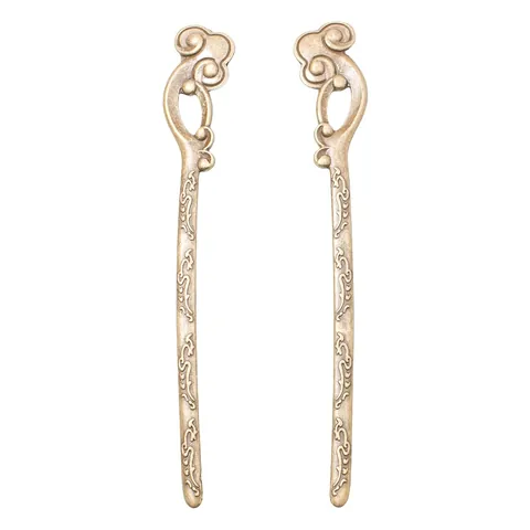 Palillos para el Pelo de Aleación Vintage Diseño Floral de Nube Auspiciosa China Tradicional Bronce Antiguo Horquillas Decorativas para Mujer Hanfu