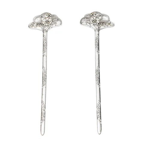 Vintage Alloy Hollow Flower Bookmark Pendant DIY Jewelry Making Findings Traditional Chinese Style Hairpin Accessories